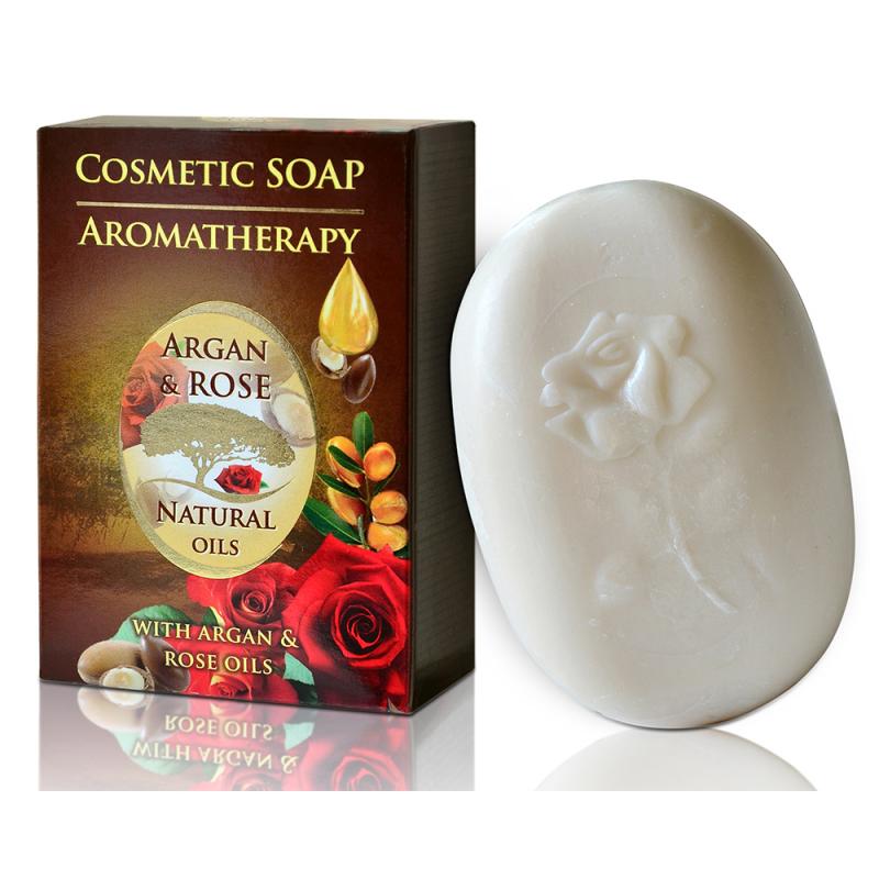 Cosmetic soap AROMATHERAPY ARGAN ROSE NATURAL OILS 100g
