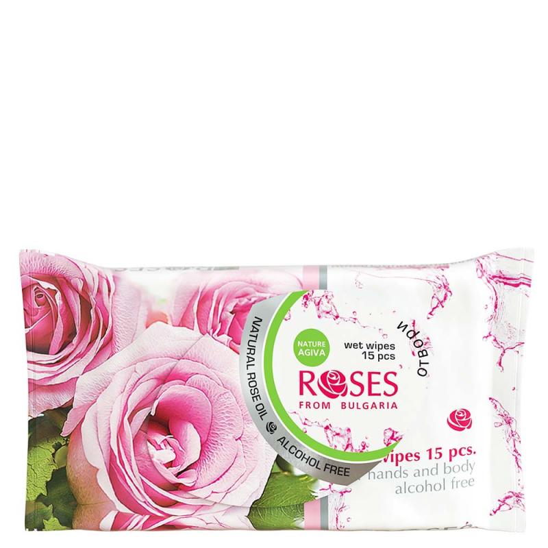 Wet wipes ROSES with rose oil 15pcs